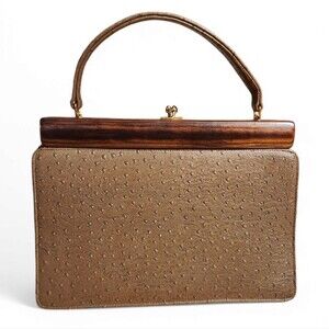 Vintage Meyers Ostrich Frame Kisslock Handbag